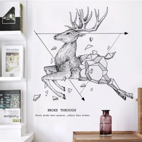 Creative Elk Wall Sticker Living Room Sofa Background Wall Decor Bedroom Stickers Self-adhesive Wallpaper Home Decals