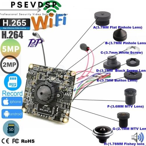 Mini Wifi 2MP 1080P 5MP HD Onvif P2P Size 38*38mm Audio Wireless IP Camera Module SD Card Slot For Home CCTV Camera System