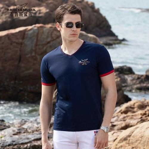 2021 Summer Bruce &Shark Trend Mens Loose Short Tees Mercerized Cotton Top quality Nice Design Oversize 4XL Men T-shirt polo
