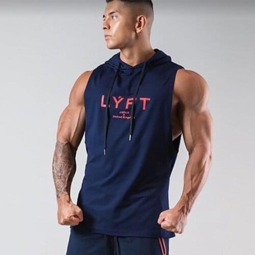 2021Men Bodybuilding Tank Tops Hooded Gyms Workout Sleeveless Shirt Fitness Male Singlet Summer Casual Vest