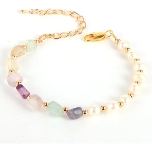 2020 Fashion Baroque Pearl Natural Stone Beaded Bracelet For Women BOHO Irregular Crystal Labradorite Bead Chains Trendy Jewelry