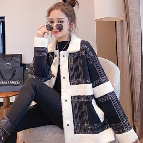 Autumn Winter Womens Coat Imitation Mink Fleece Coat Women Korean Knitted Jacket Overcoat Jaqueta Feminina Abrigo Mujer X223