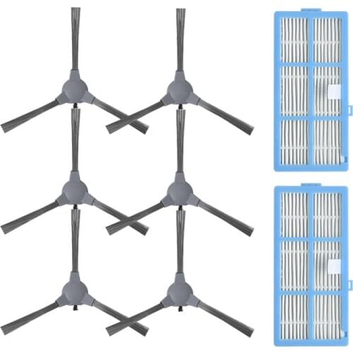 Suitable for Coredy 3500 R3500 R3500S Robot Vacuum Cleaner Replacement Kit, 6 Side Brush and 2 Filter