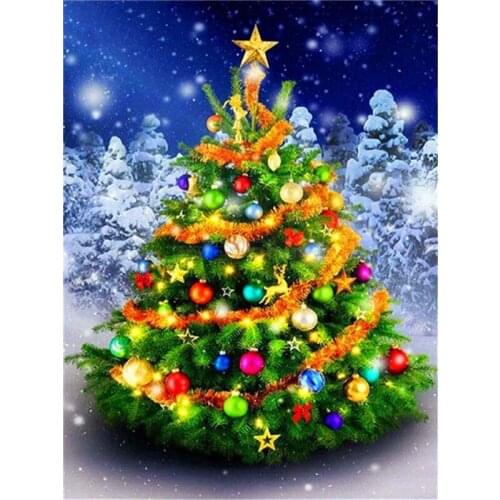 Full Square Diamond Art Kits Winter Rhinestones Diamond Embroidery Cross Stitch Christmas Tree 5D DIY Mosaic Decortion