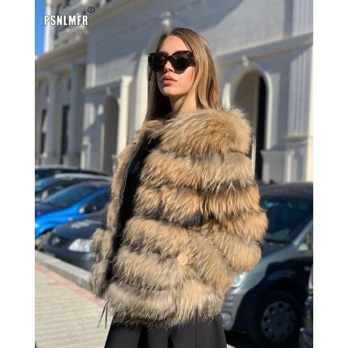 Popular Customized Any Length Winter Plus Size Real Natural Raccoon Fur Coat Warm European Style Thicken Womens Winter Jackets