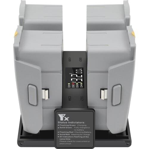 Yx 4 in 1 Portable Mavic Air2 Battery Charger For DJI Mavic Air 2 Converter Battery Charging Hub Smart Charger digit LED Screen