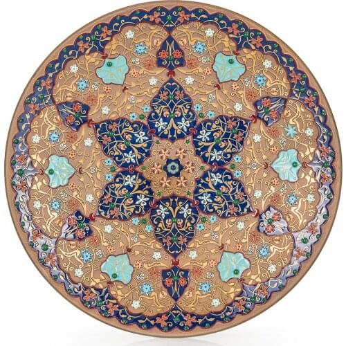 Handmade Shiraze Plate Endband Headband Tile Glass Special Design Gilt Gold Bronze England Museum Ottoman Limited Edition