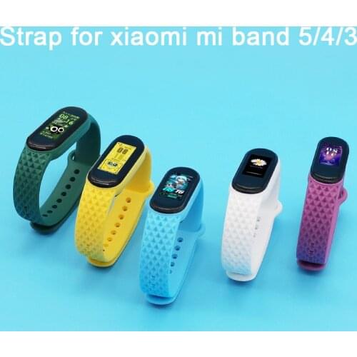 Silicone Strap For Xiaomi Mi Band 6 5 4 3 Miband 6 5 4 Wrist Color TPU Rhombus Strap for Xiaomi MiBand 5 4 3 Wristband Bracelet