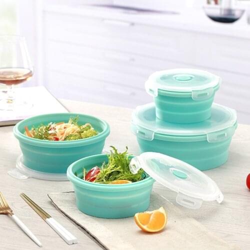 Pet Foldable Bowl Dog Cat Water/Food Bowl Multifunction with Lock Button Leak Proof Design Outing Contianer Water Food Dispenser