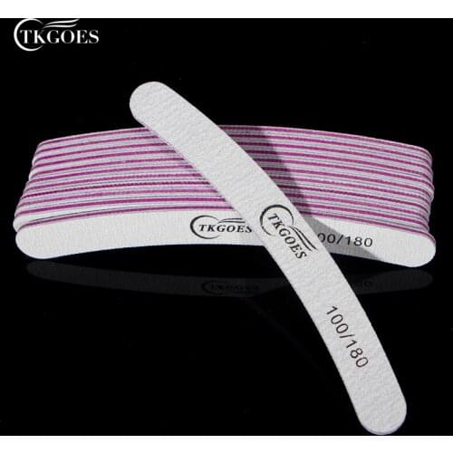 TKGOES 10pcs/lot Curve Nail Files Buffer Nail Art Sanding Salon Sandpaper Manicure UV Gel Polisher Manicure Pedicure Nail Tools