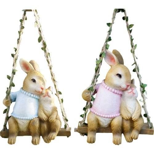 Outdoor Garden Rabbit Statue Resin Simulation Sculpture Yard Tree Decor