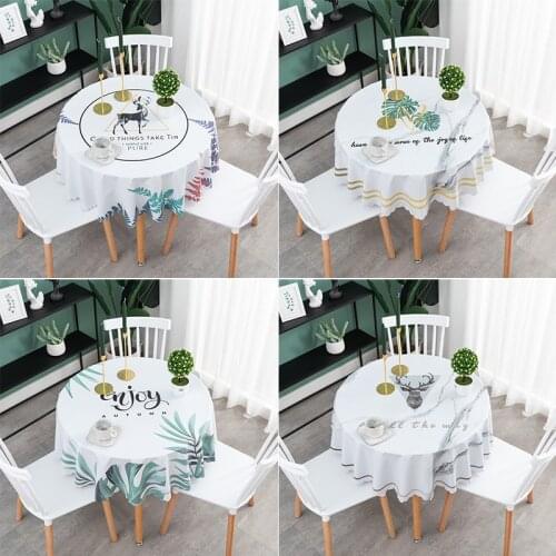 Tropical Leaf Round Tablecloth Waterproof PVC Table Cover Modern Simplicity Table Cloth Oil-proof Pastoral Tea Tablecloth