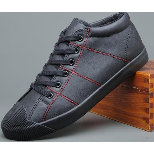 Suede Leather Men Boots Winter with Fur Super Warm Snow Boots Men Winter Work Casual Shoes Sneakers High Top Rubber Ankle Boots