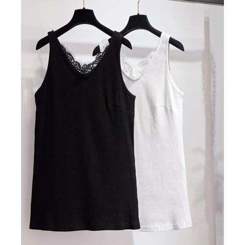 Size 6XL 150K Womens Lace Tank Tops Casual Sleeveless Solid Solid Color V-neck Lace High Elastic Camisole Ladies Big Tops