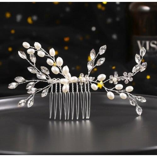 Silver Color Rhinestone Flower Hair Comb Hair Accessories For Women Wedding Hair Jewelry Decoration