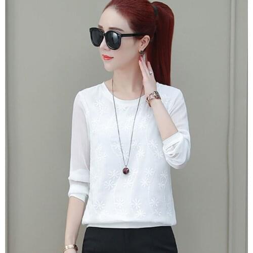 Women Spring Autumn Style Lace Blouses Shirts Lady Casual Long Sleeve O-Neck Lace Blusas Tops DD8160