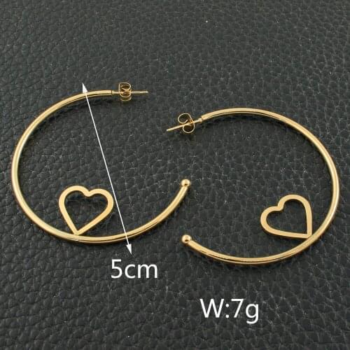 Womans Gold Color Fashion Stainless Steel Jewelry Simple Hoop Earrings Personality Bijoux En Acier Inoxydable Femme EFGZCAAD
