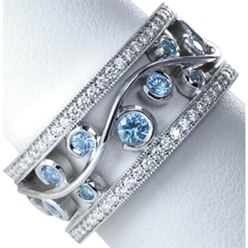 Huitan Luxury Shine CZ Band Women Ring Hollow Out Pattern High Quality Female Wedding Engagement Ring Delicate New Arrival Rings