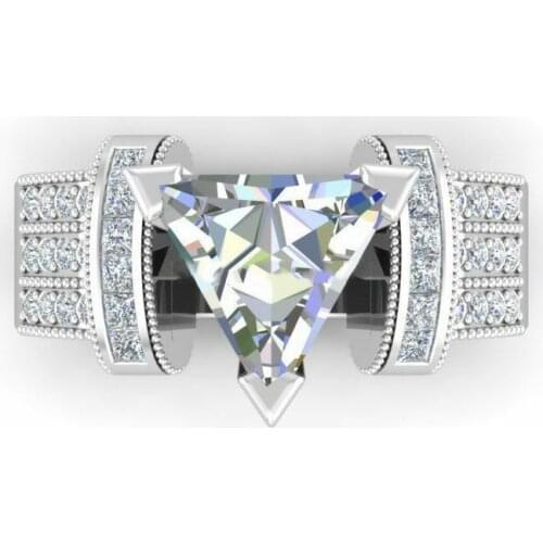 Female Charm Knuckle Ring Luxury Women Trillion Cut Ring Size 6-10