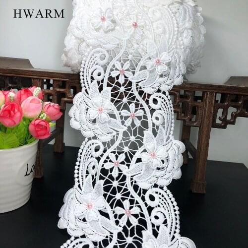 10yard High Quality Arts Craft 3d African Lace Fabric With Pink Beads Dress Accessories Sewing Trim Handwork Wedding Decoration