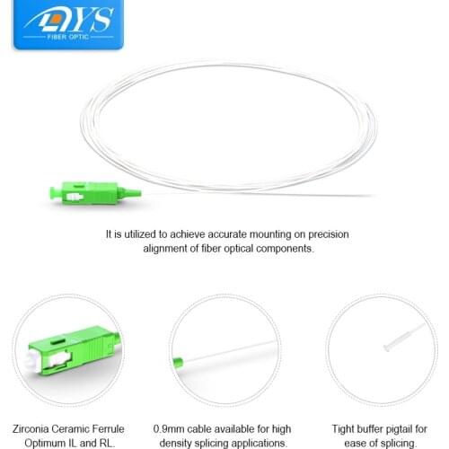 100pcs SC/APC fiber Pigtail Cable Simplex 9/125 Single Mode Fiber Optic Pigtail Patch Cord 0.9mm LSZH White-3M