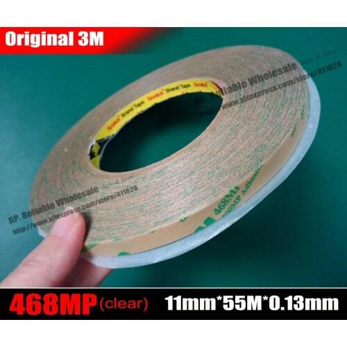 11mm*55M*0.13mm), Original 3M 468MP Clear Double Adhesive Tape, High Temperature Resist for Laptop Tablet Phone Nameplate
