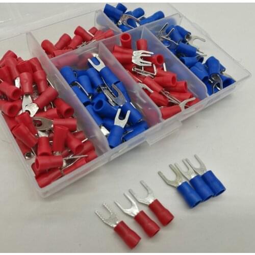 190pcs 6sizes SV Crimp Terminal Spade fork connector kit Wire Copper Crimp Connector Insulated Cord Pin End Terminal