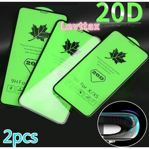 2Pcs 20D Protective For iPhone 12pro max 11 Pro Tempered Glass For iphone X XS Max XR 8 7 6S Plus SE 2020 Screen Protector Fil