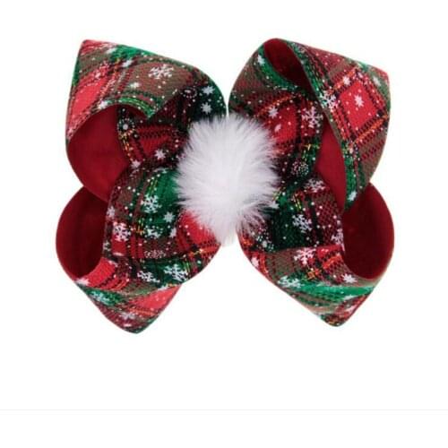 20 pcs/lot, 17*15 cm New Christmas style childrens hairpin girl big butterfly plaid clip headdress Christmas dress up bow