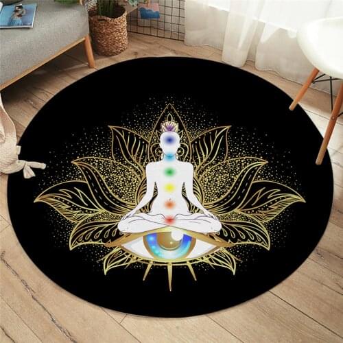 2020 Fashion Chakra Round Carpets For Living Room Zen Theme Home Carpet Colorful Flower of Life Bedroom Floor Mat Round Carpet