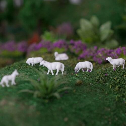 30pcs 1：87/150 Scale Unpainted White Sheep Model Farm Animals Collie Dog For Train Model Sandtable