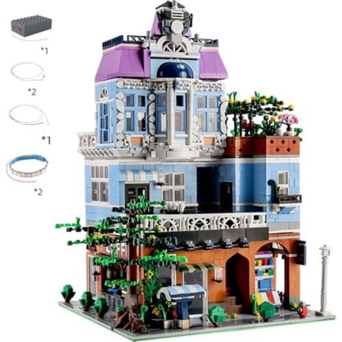 3430 PCS Street View House Toys Model Assembly Bricks Building Blocks City Coffee Shop With Led Lights Kids Gifts