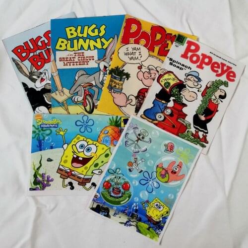 Cartoon animation Handmade cotton linen cloth hand dyed cotton canvas bags pocket decorative pillow sewing fabric