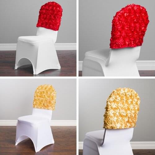25 50 100pcs Satin Rosette Chair Cap Hood Fit For Lycra Spandex Chair Cover Event Party Hotel Decoration