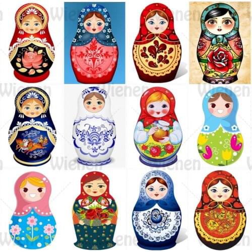 5D DIY Diamond Painting Russian Matryoshka Cartoon Doll Pattern Diamond Embroidery Needlework Cross Stitch Kit Mosaic Art Gift
