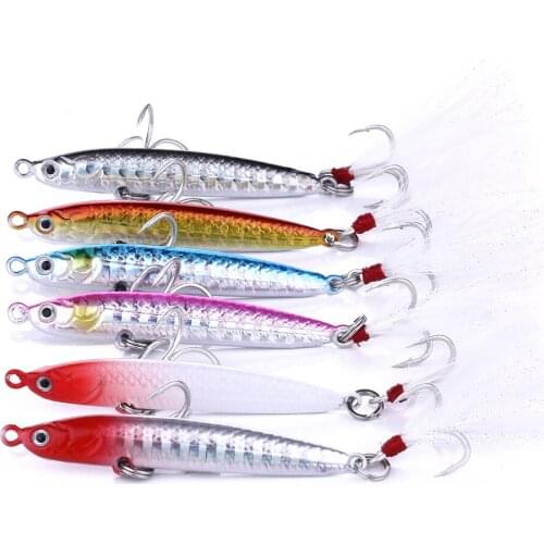6Pcs Fishing Spoons Metal Lure 16g 21g 32g Sea Fishing Lures Bait Lead Fish Vib Bait Sinking Fishing Wobblers Treble Hooks
