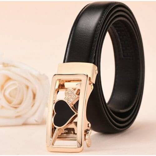 Automatic buckle fashion all-match simple ladies white belt jeans belt casual Korean version