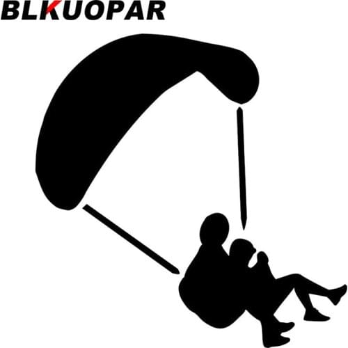 BLKUOPAR Parachute Jumping Couple Silhouette Car Stickers Die Cut Sunscreen Decals Funny Occlusion Scratch Graphics Car Label