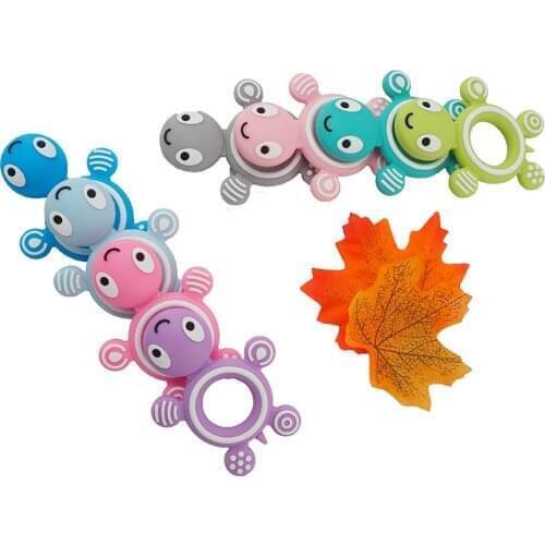 Chenkai 10PCS Baby Silicone Cute Turtle Teethers BPA Free Baby Tiny Rod Teething Food Grade DIY Chew Bracelet Necklace Kids Toys