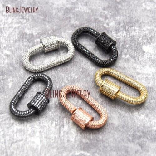 CZ Micro Pave Oval Shape Screw Clasp U Shape Clasp Lock Carabiner Pave Lock 14x28mm FC26938
