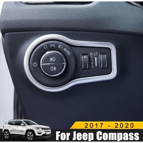 Car Interior Headlight Lamp Switch Button Decoration Cover Trim Stickers For Jeep Compass 2017 2018 2019 2020 Accessories