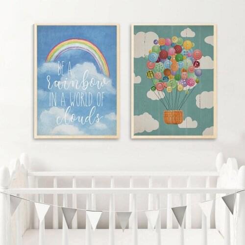 Kids Inspirational Words Canvas Wall Posters And Print Nursery Wall Art Rainbow Painting Cute Picture For Bedroom Art Decoration