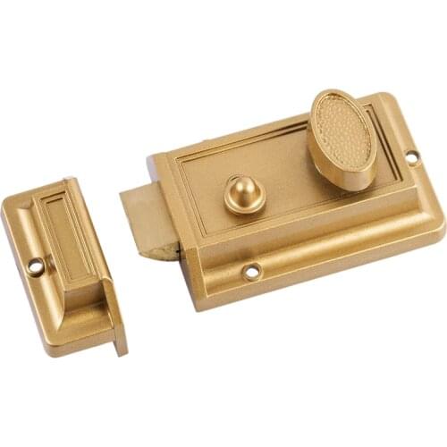 HLZS-Zinc Cylinder Deadbolt Latch Lock for Night Gate Door Entrance,Gold Finish