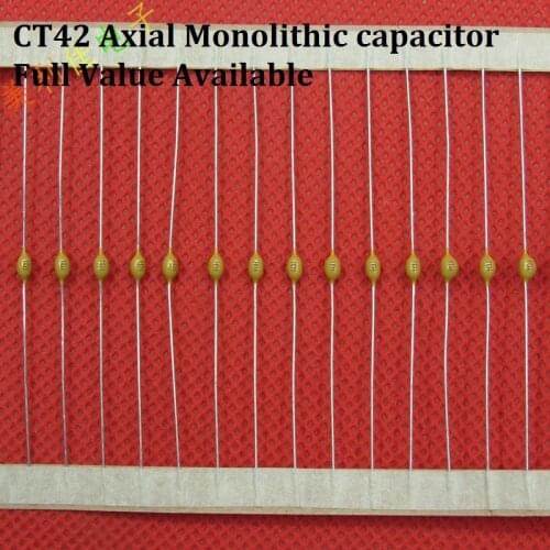100PC Monolithic capacitor 50V 474 223 224 105 104 103 102 1NF 10NF 100NF 22NF 220NF 470NF CT42 Axial multilayer ceramic
