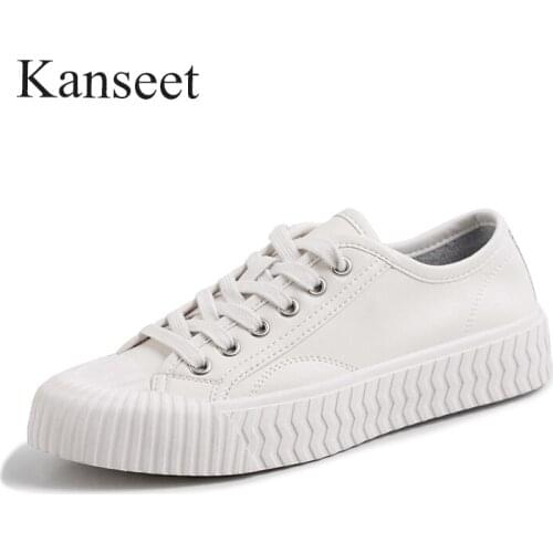 Kanseet 2021 Summer Newest Women Flats Shoes White Yellow Genuine Leather Cross Tied Concise Women Sneakers Casual Basic Shoes