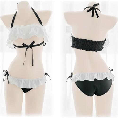 JK Anime School Girl Cosplay Sleepwear Lolita Chiffon Ruffled Lace Lingerie Set Sweet Tie-Up Student Uniform Homewear Drop Ship