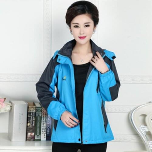 2018 Autumn Plus Size Women Hooded Jacket Coat Middle-aged Female Mother Outerwear Casual Loose Windbreaker Jackets Coats FP1244