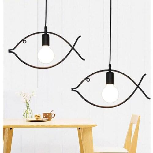 L modern minimalist designer lamp living room dining room childrens room personality creative art wrought iron fish chande LED