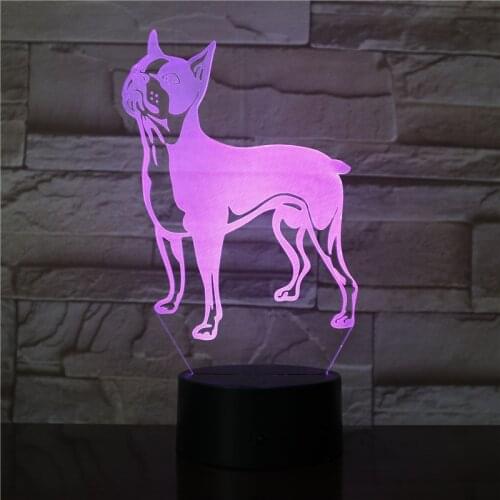3D Lamp Pet Dogs Puppy Pretty Present for Infant Bright Base 7 Color with Remote Battery Operated Awesome Led Night Light Lamp