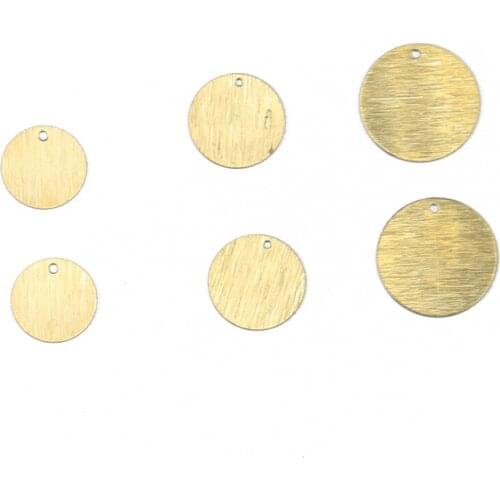 Brass accessories double-sided brushed solid flat disc single hole round pendant DIY handmade material earring pendant